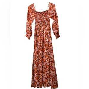 Pink Lily Floral Smocked Maxi Dress